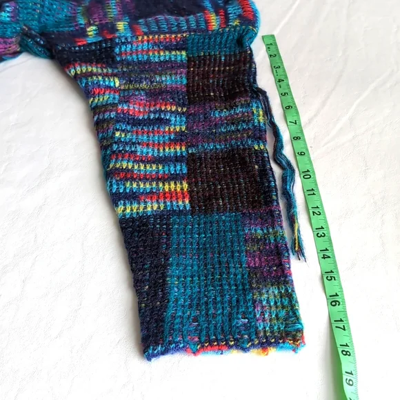 Unisex Multi Colored Rainbow Textured 3D Crew Neck Sweater w/ Tassels - Picture 4 of 8